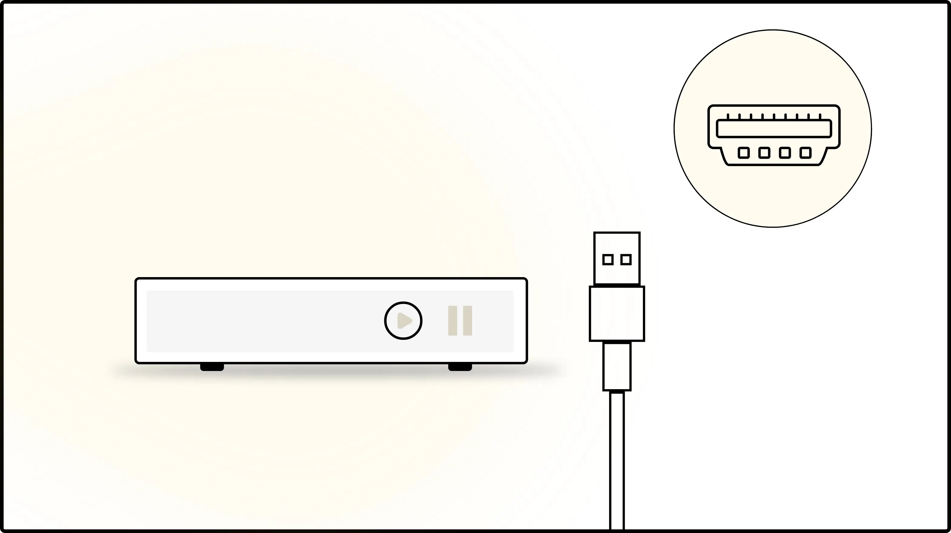 step 1 graphical image of digital signage media player to be connected with dth via hdmi